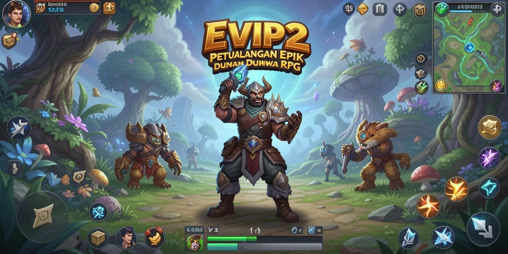 Screenshot gameplay EVIP2 yang menampilkan aksi pertempuran RPG yang intens.