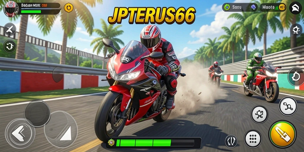 Tangkapan layar gameplay seru balapan motor di JPTERUS66.