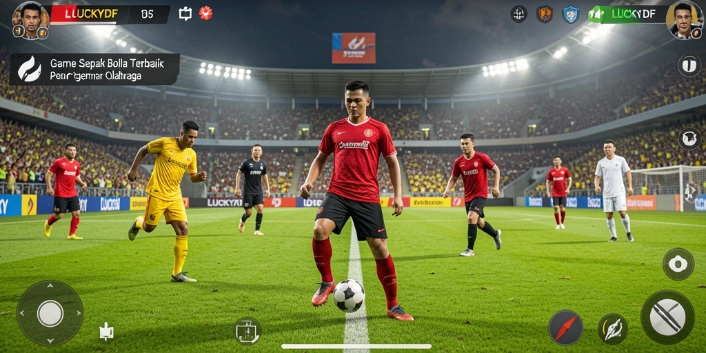 Screenshot gameplay LUCKYDF dengan aksi sepak bola yang mendebarkan.