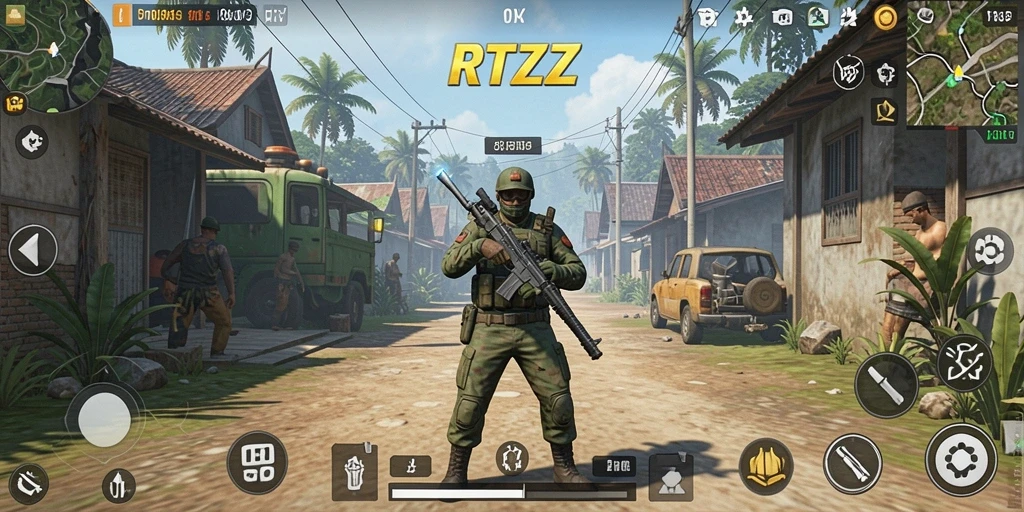 Tangkapan layar gameplay utama RTZZ yang menunjukkan aksi simulasi yang mendalam.